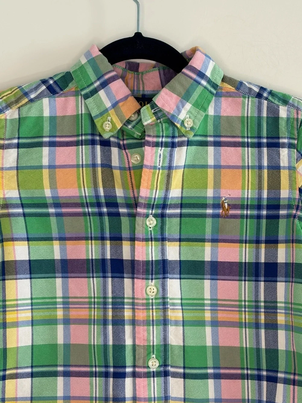 Polo Ralph Lauren Boys 4 Plaid Cotton Button Down Short Sleeve Shirt Preppy